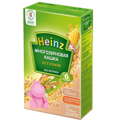 Каша Heinz безмолочная Многозерновая из 5 злаков с 6 мес, 200 гр